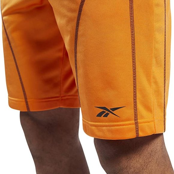 🆕 Reebok Men's Workout Ready Meet You There Shorts, High Vis Orange, NWT, Auth. - Picture 5 of 12